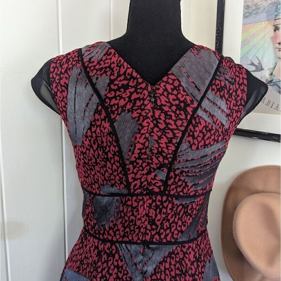 Reiss Black Red Loretta Flutter Sleeves Dress 2 Whimsigoth Fairy Grunge Witchy - Picture 8 of 11